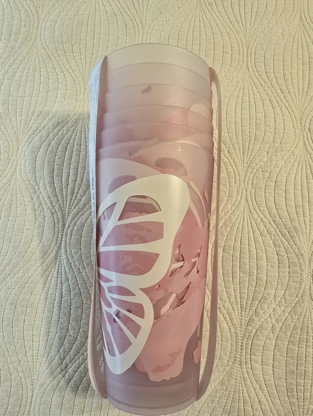 NWT Pink Butterfly Set Of 6 Tumblers, 32 Oz